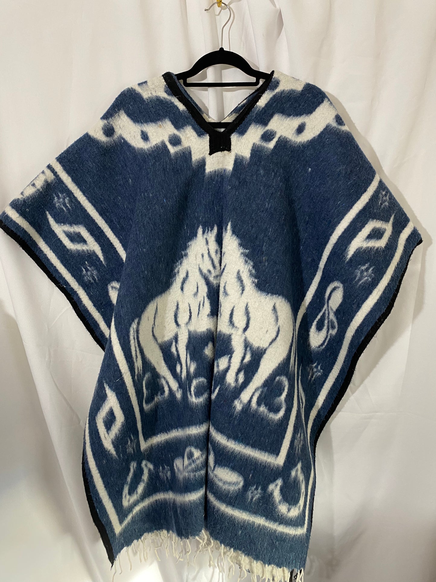 1980s Double Sided Mexican Wool Poncho/Blanket