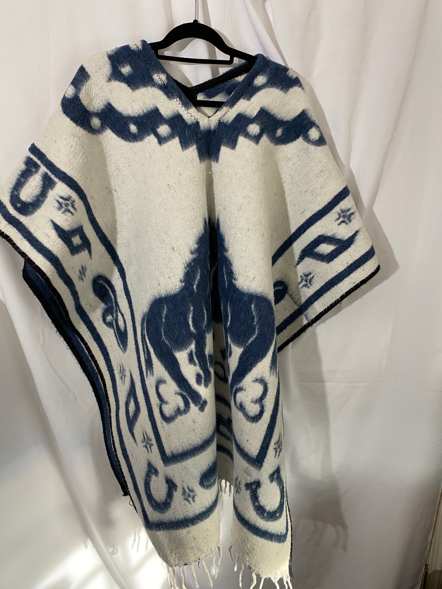 1980s Double Sided Mexican Wool Poncho/Blanket