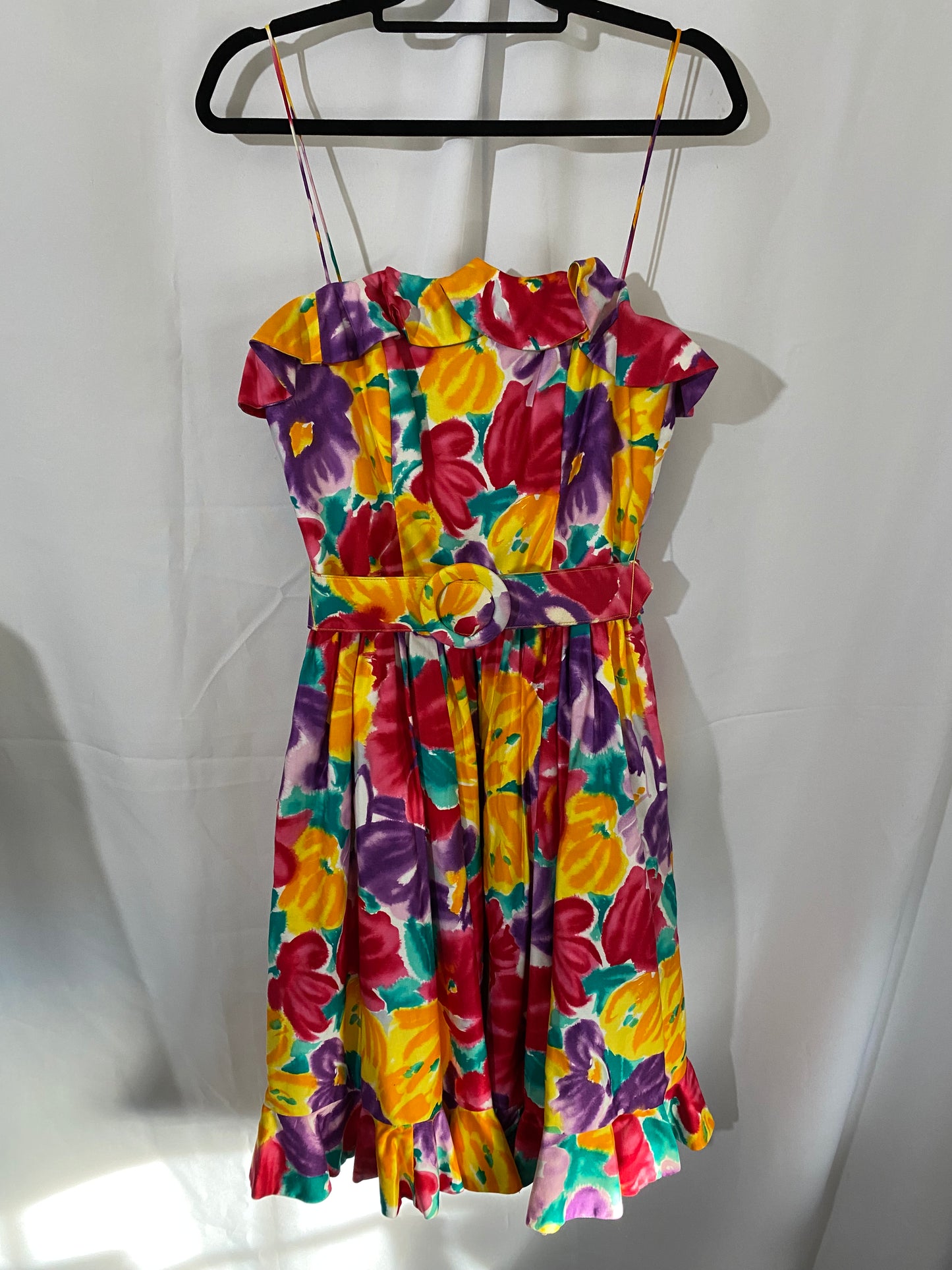 1980's Floral Oscar De La Renta Studio Dress