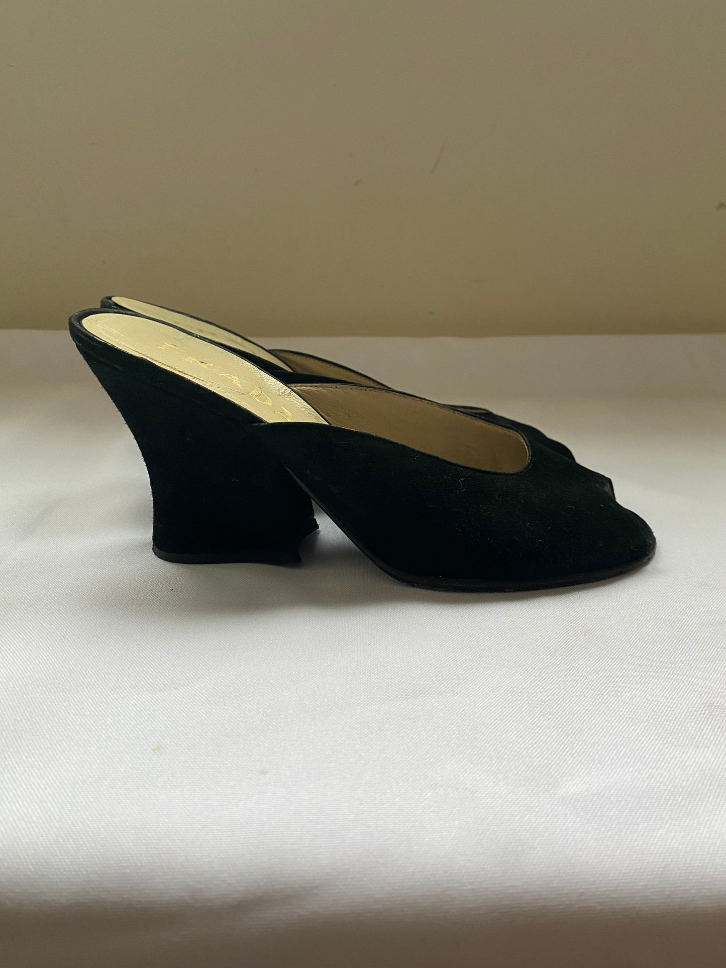 Black Velvet Prada Chunky Mules (Size 37.5)