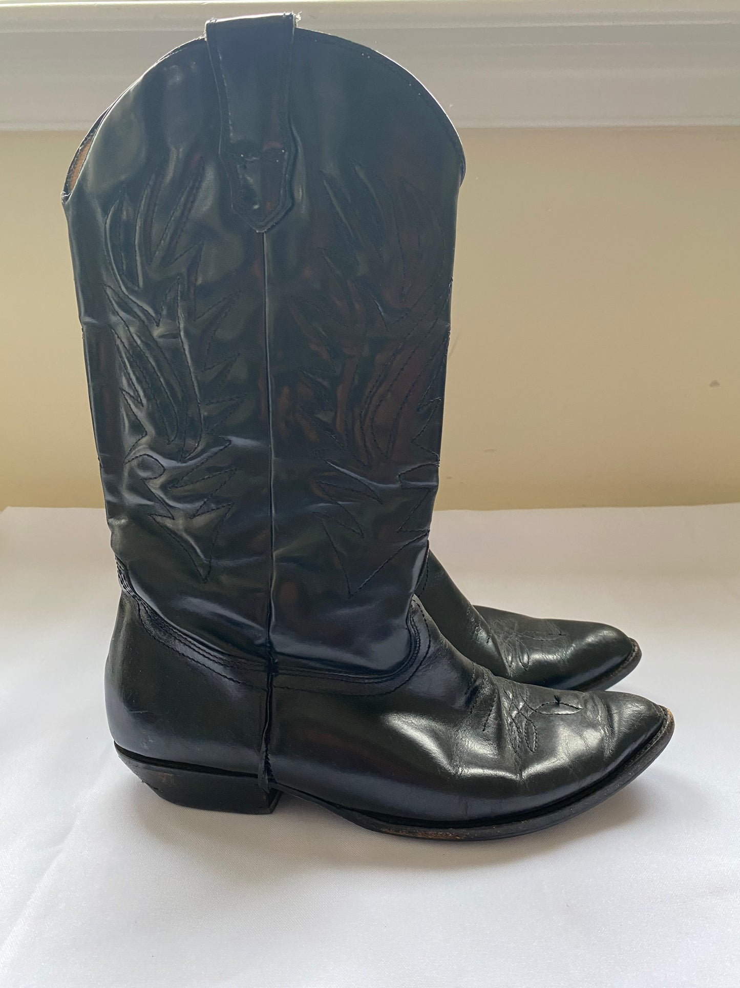 Black Leather Cowboy Boots