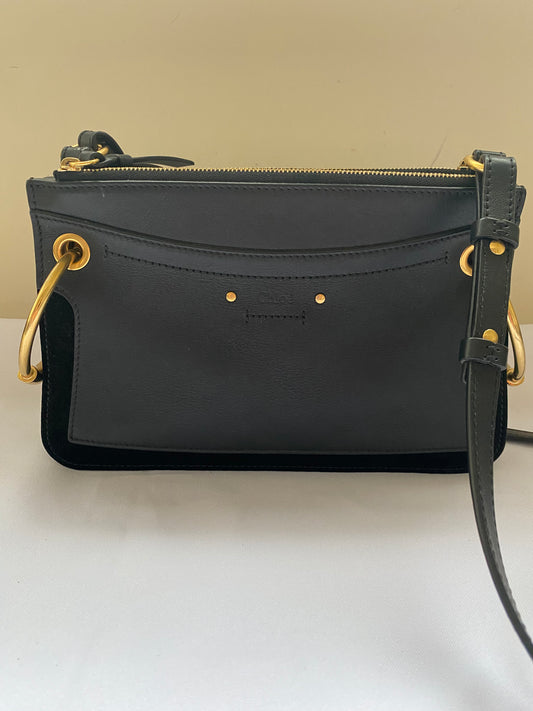 Black Leather & Suede Chloe Crossbody Bag