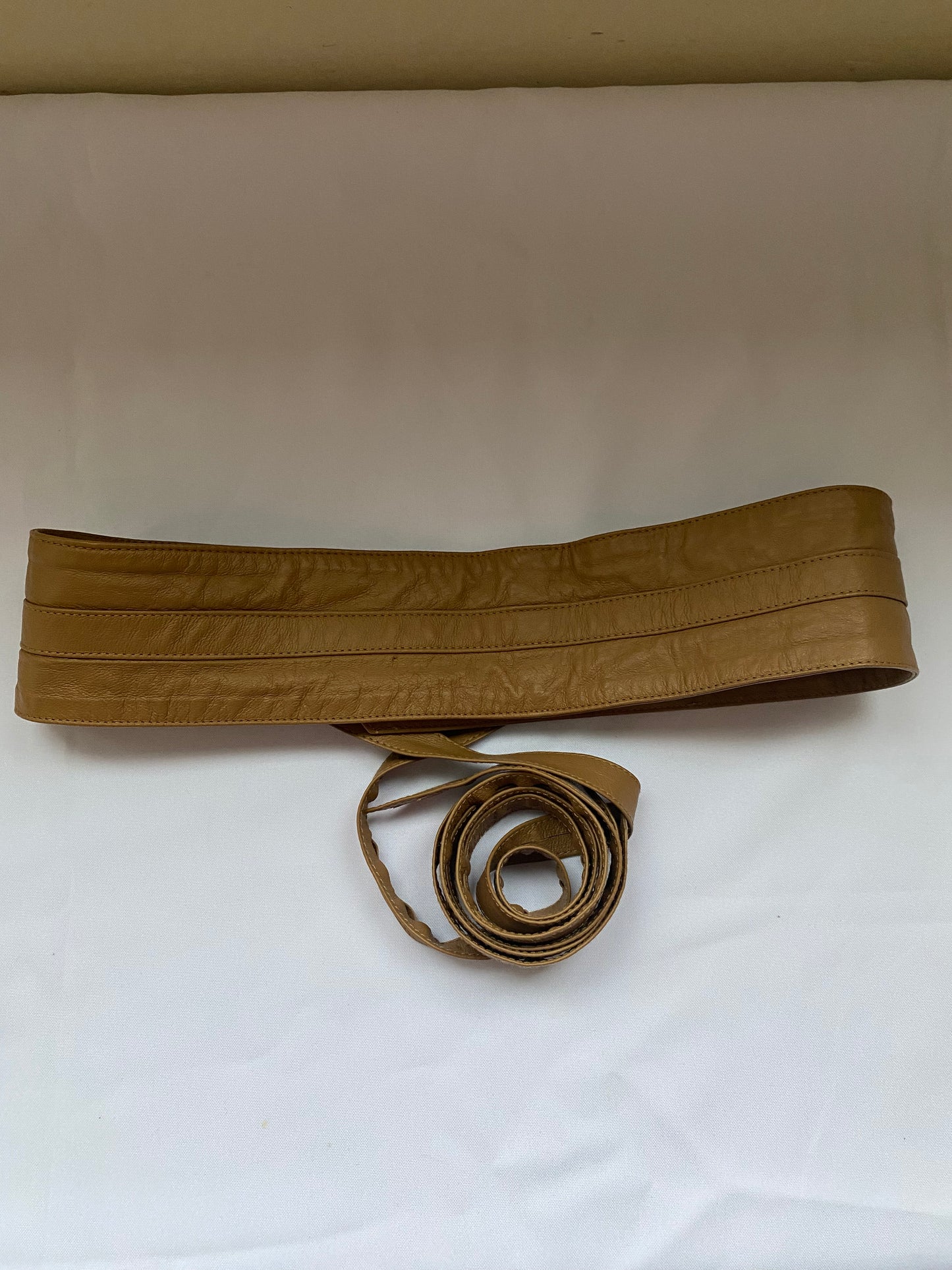 Tan Thick Leather Tie Belt