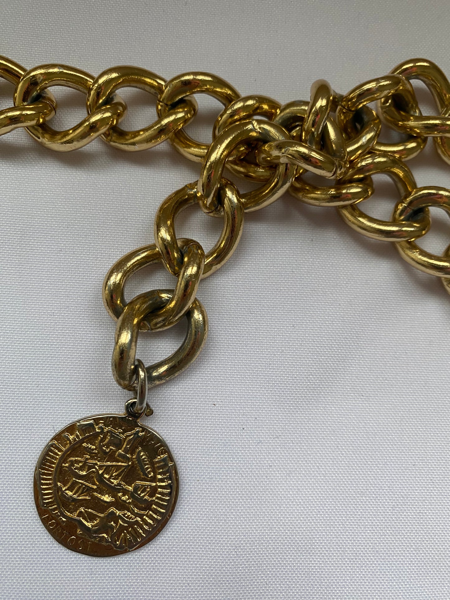 Gold Tone Chain Belt with Coin