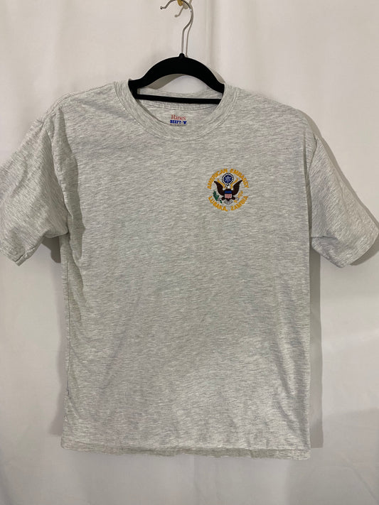 Embroidered American Embassy Lusaka Zambia Grey T-Shirt