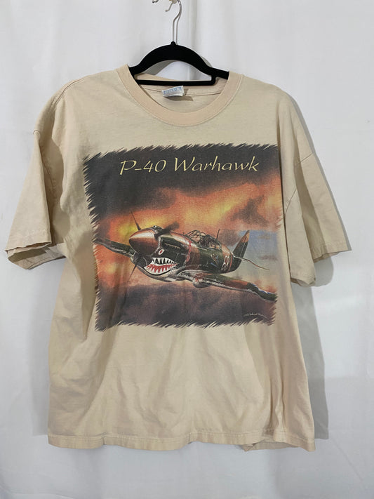 Vintage P-40 Warhawk Graphic Military T-Shirt