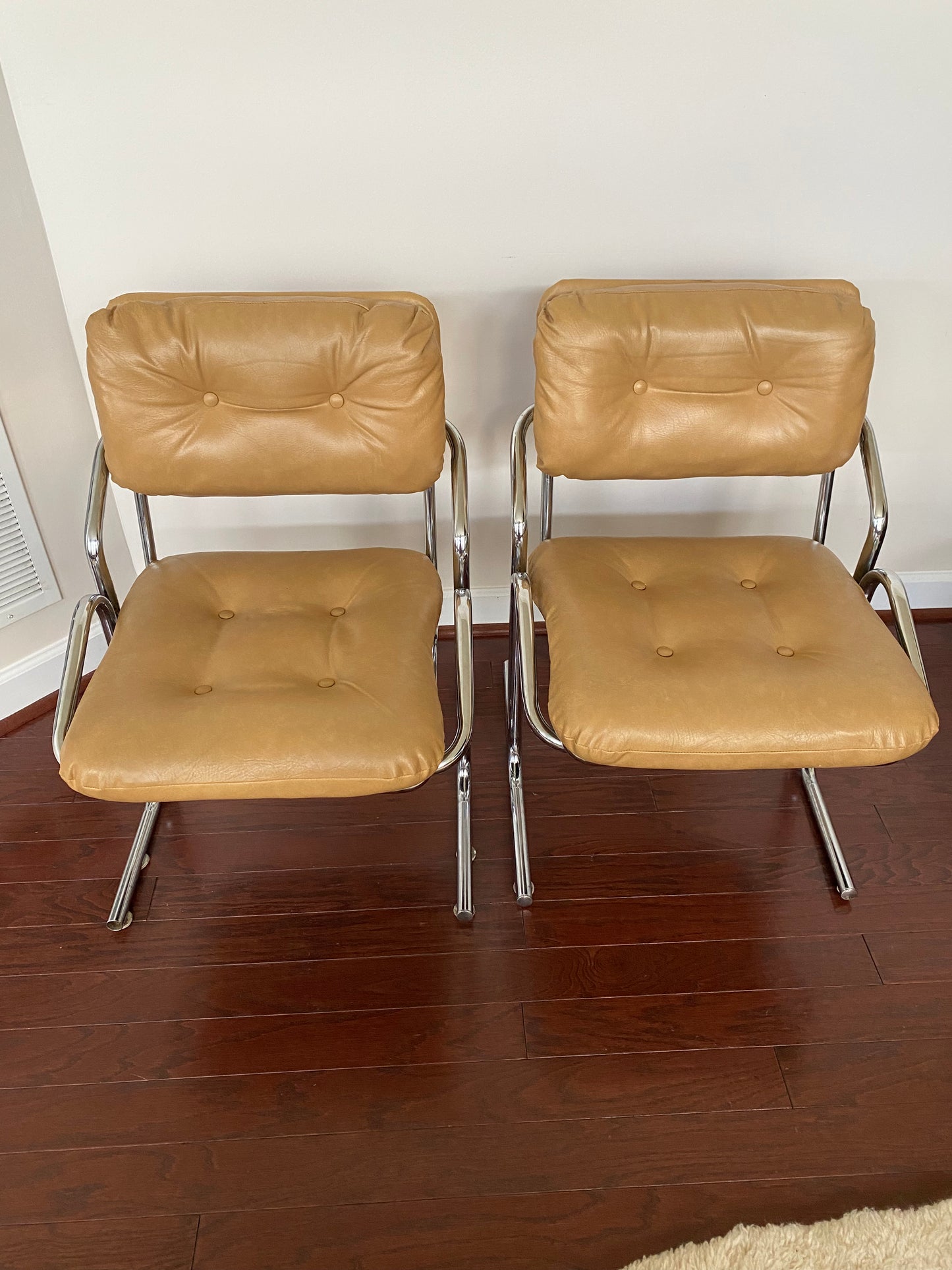 Jerry Johnson Mid Century Modern Chrome Tubular Chairs