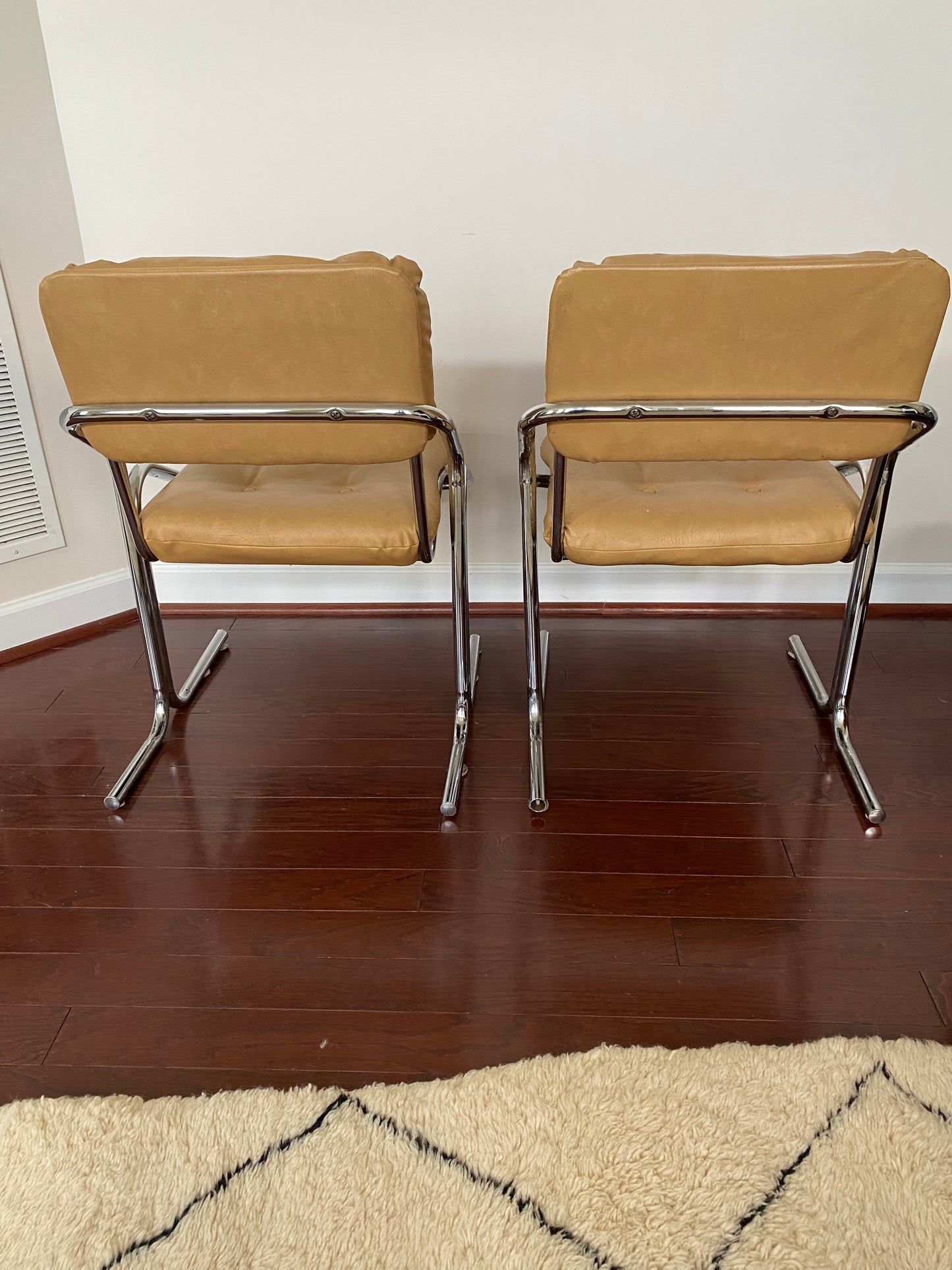 Jerry Johnson Mid Century Modern Chrome Tubular Chairs