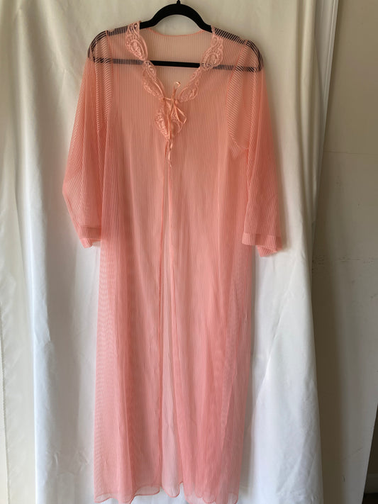 Lorraine Bubble Gum Pink Striped Sheer Robe