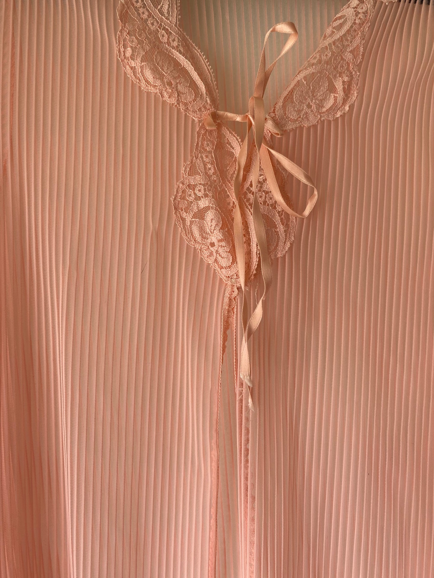 Lorraine Bubble Gum Pink Striped Sheer Robe