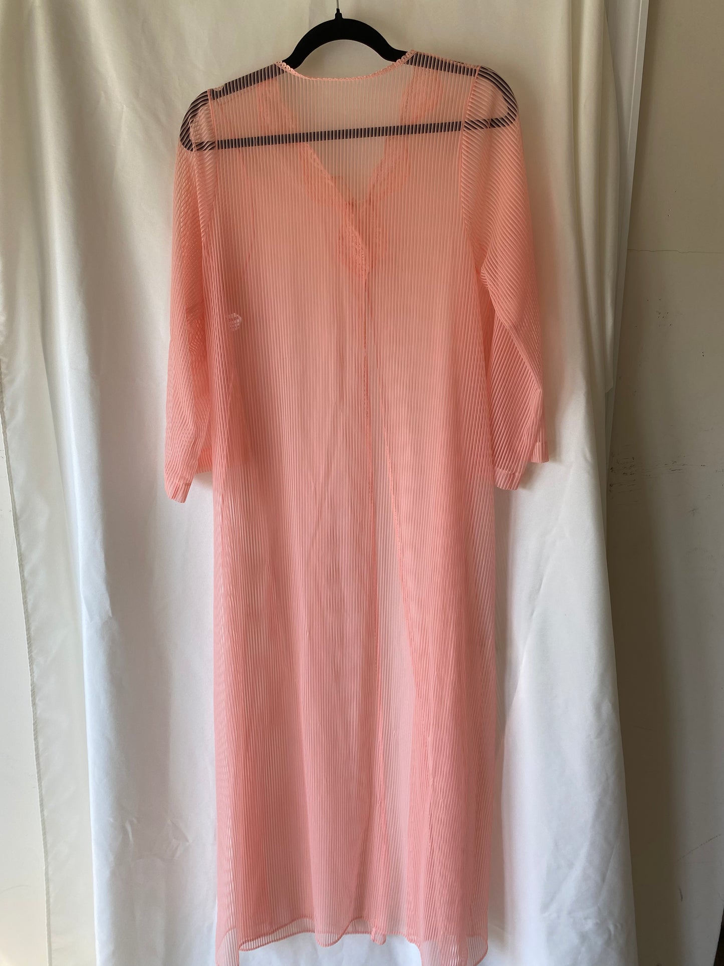 Lorraine Bubble Gum Pink Striped Sheer Robe