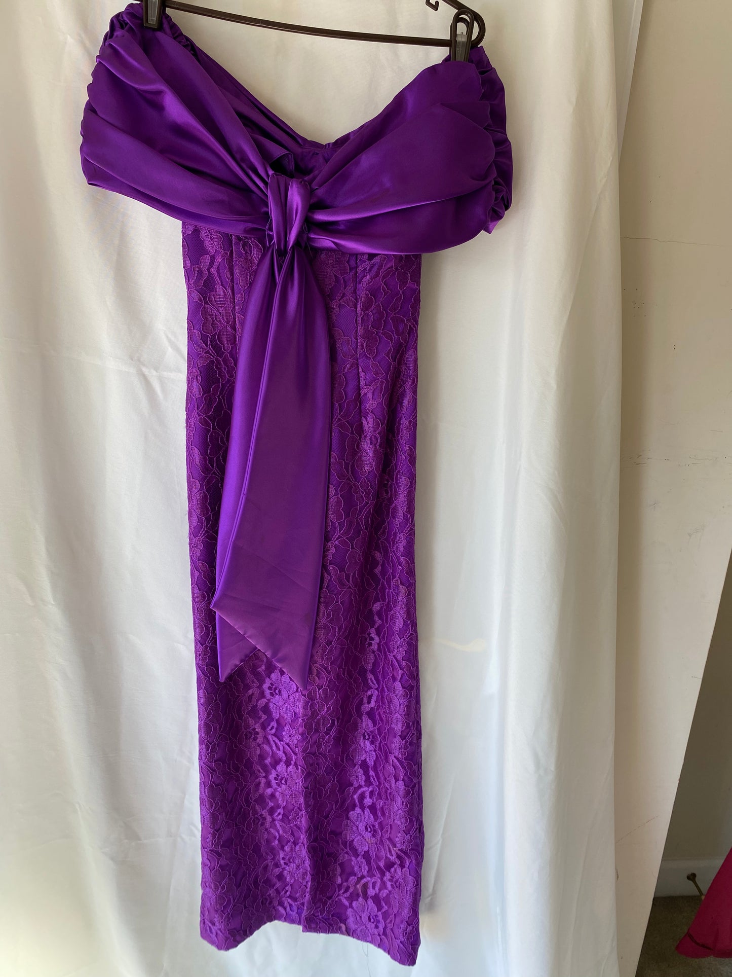 Vibrant Purple Off Shoulder Lace Dress