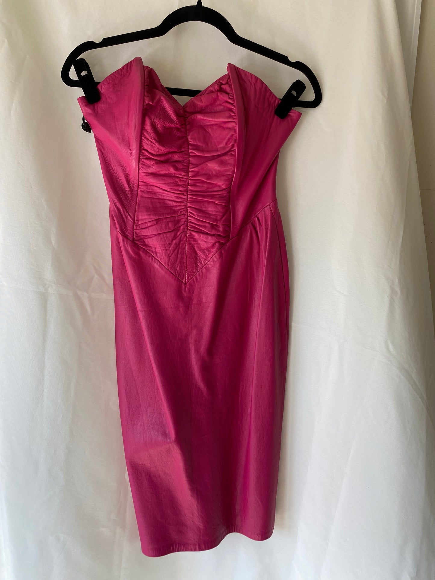 Vintage Pink Leather Sleeveless Mini Dress