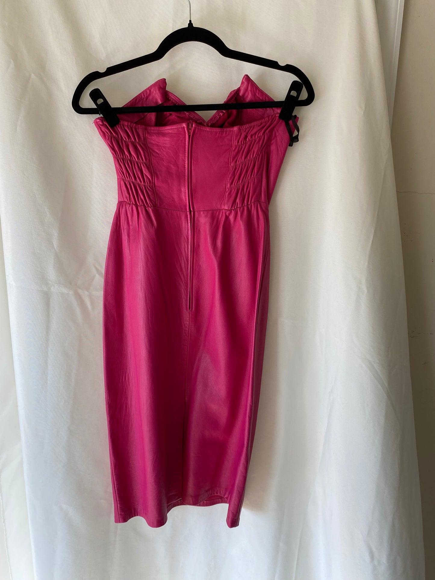 Vintage Pink Leather Sleeveless Mini Dress