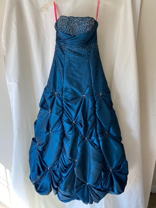 Teal Sleeveless Princess Prom Dress