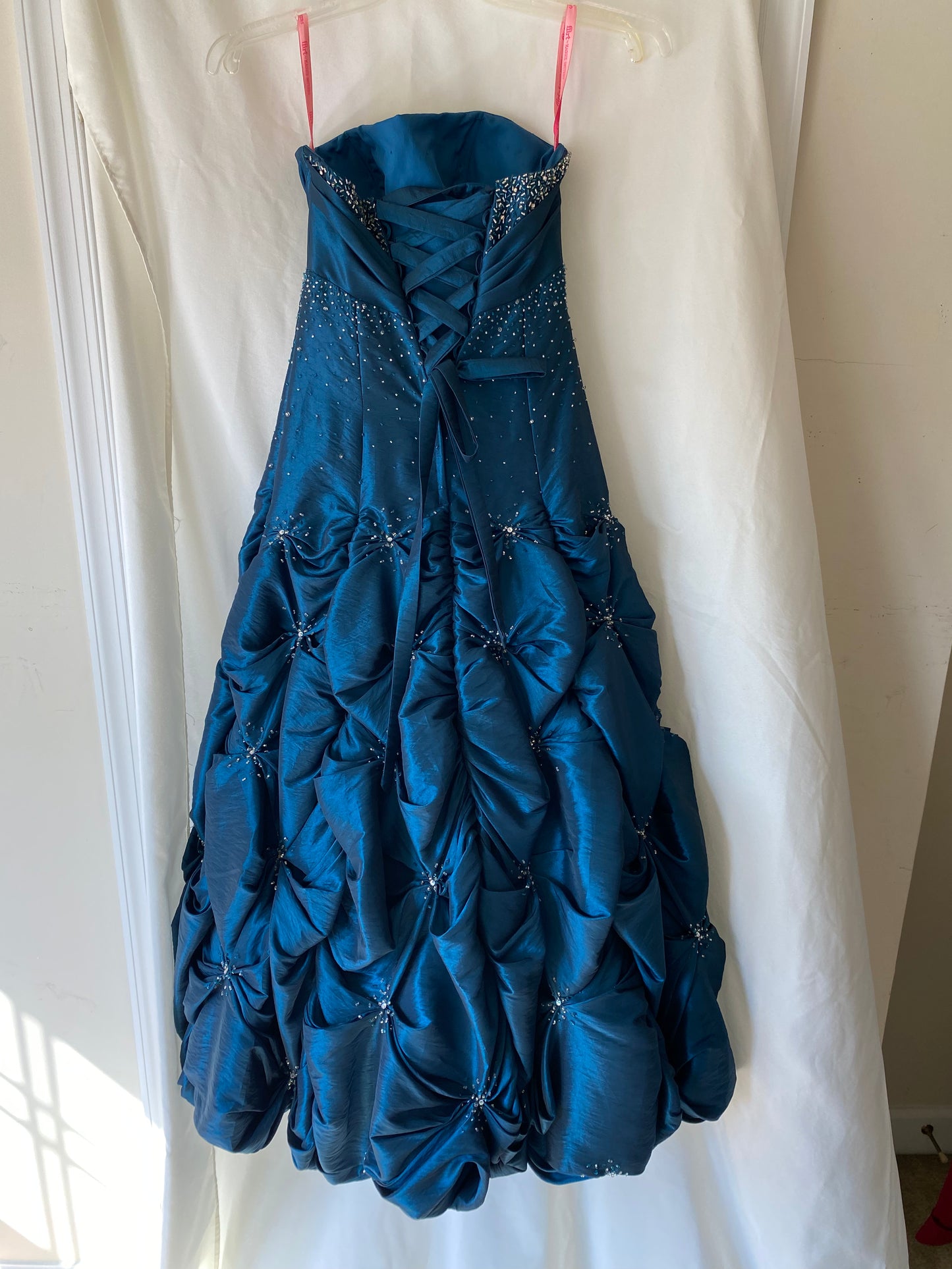 Teal Sleeveless Princess Prom Dress